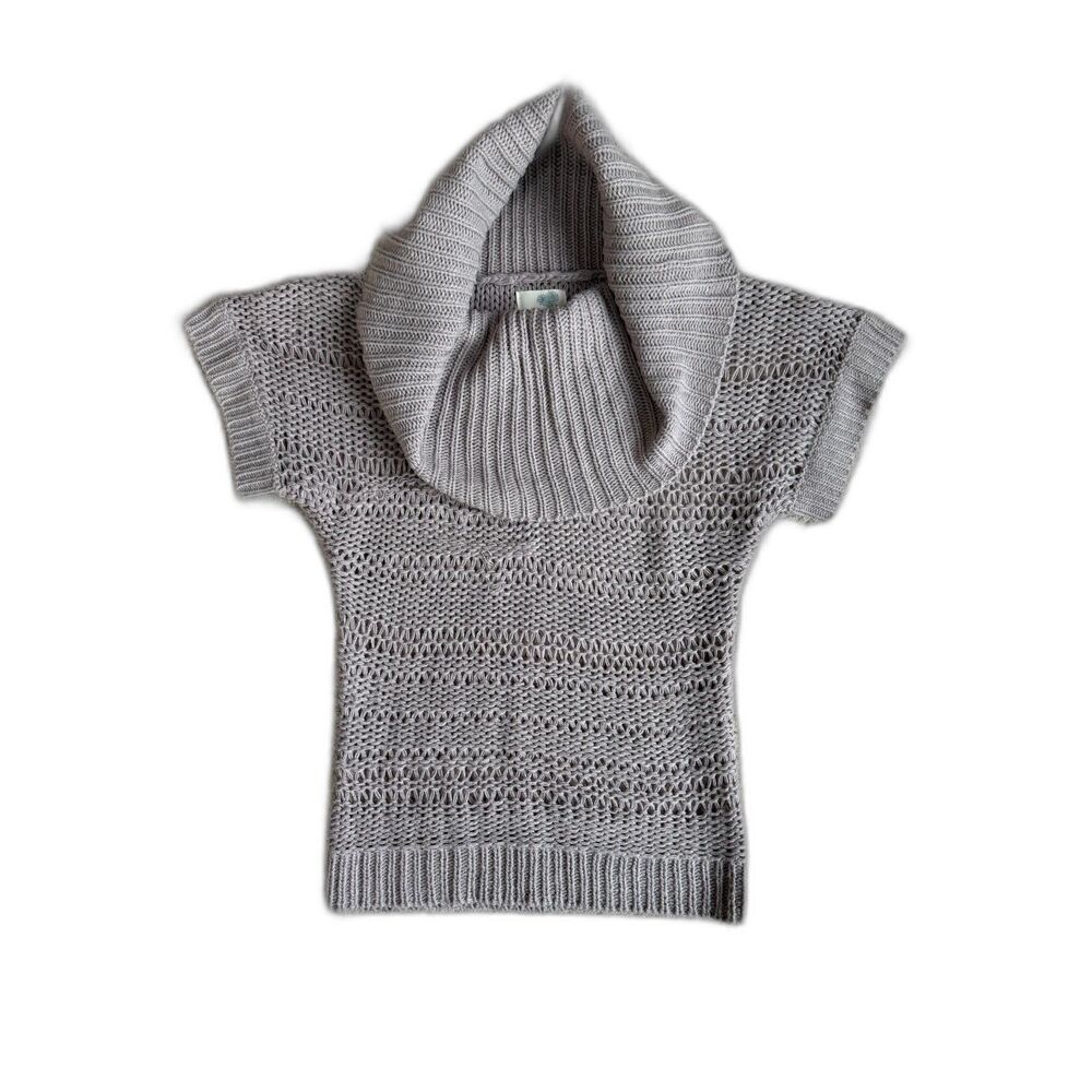 Cozy Taupe Cowl Neck Sweater Sm Chunky Knit Wool Blend Minimalist Quiet Luxury